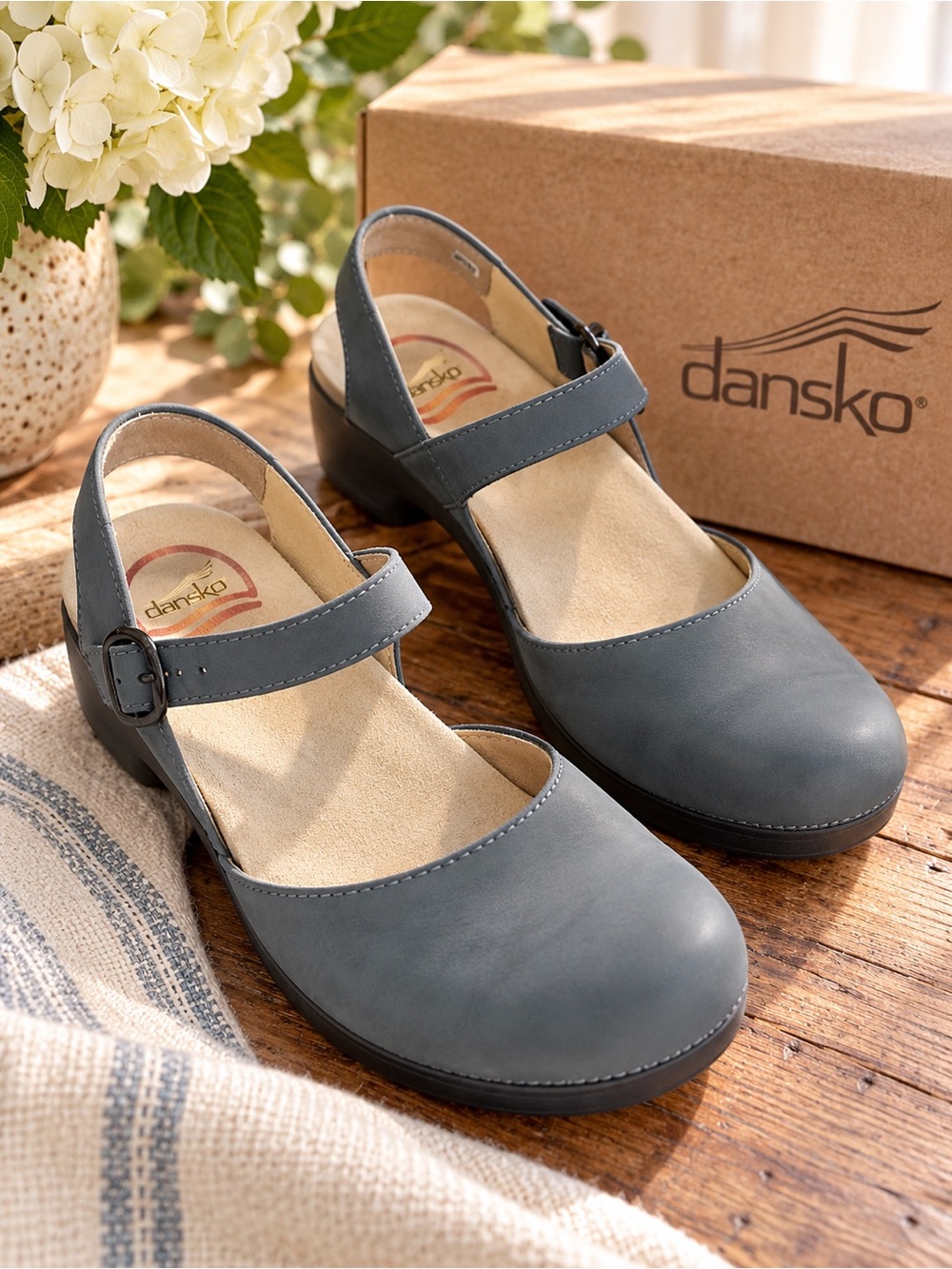 Dansko Women's Mary Jane Mules in Slate Blue Gray